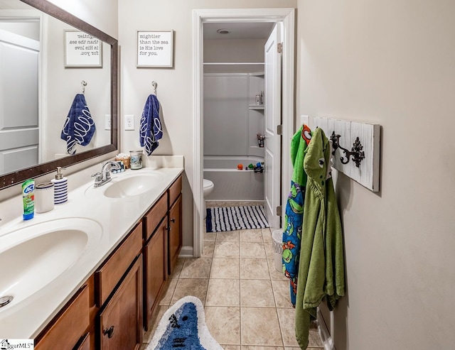 208 Castleton Cir, Boiling Springs, SC 29316 - bathroom featuring double vanity, tile patterned floors, and shower / bath combination