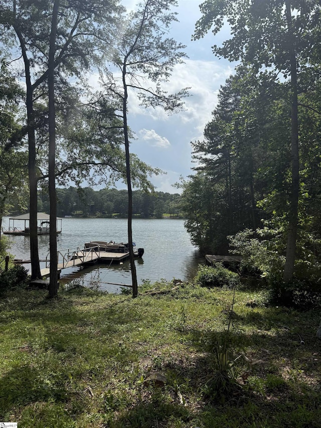 314 Shoreview Dr, Chesnee, SC 29323 - dock with a water view and a forest view