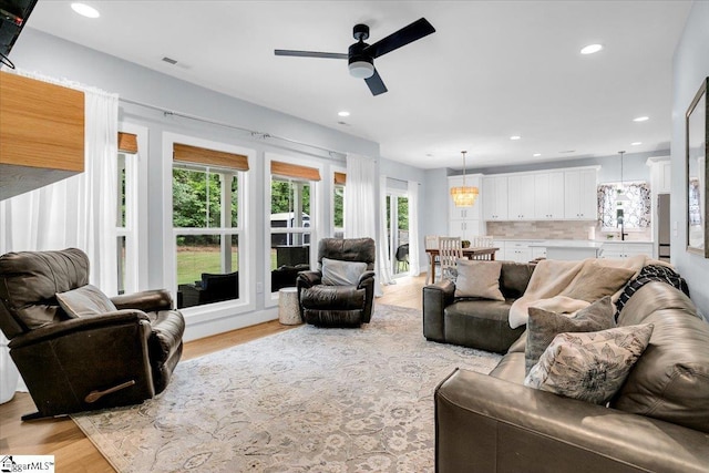 11 Echo Dr, Travelers Rest, SC 29690 - living room with a ceiling fan, light wood finished floors, and recessed lighting