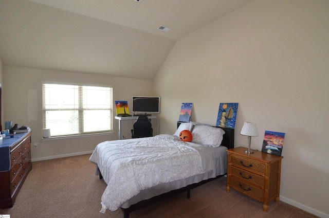 108 Dillard Creek Ct, Greer, SC 29651 - carpeted bedroom featuring lofted ceiling and baseboards