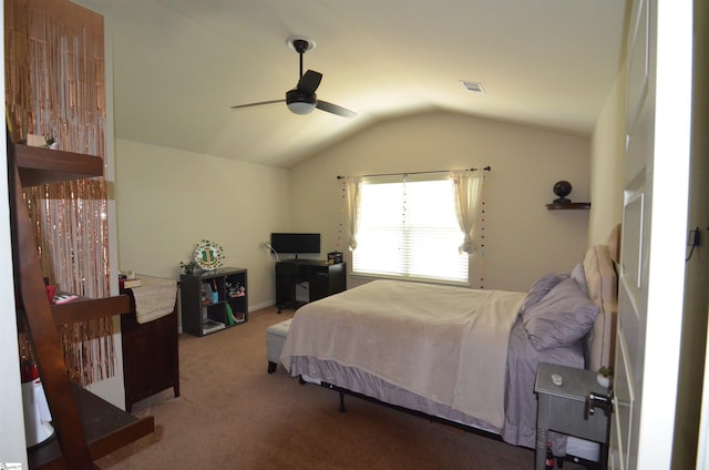 108 Dillard Creek Ct, Greer, SC 29651 - bedroom with lofted ceiling, carpet floors, and ceiling fan