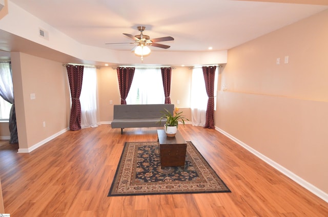 108 Dillard Creek Ct, Greer, SC 29651 - living area featuring ceiling fan, wood finished floors, and recessed lighting
