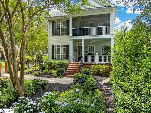 403 Rosings Aly, Simpsonville, SC 29681 - view of front of home with a ceiling fan, covered porch, and stairs