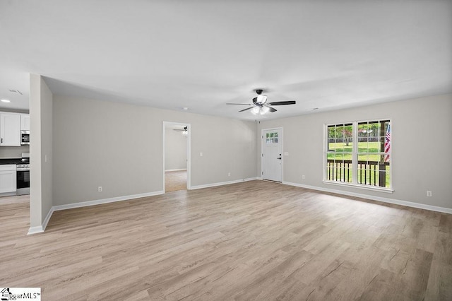 1016 Scott Rd, Anderson, SC 29621 - unfurnished living room featuring ceiling fan, light wood-style flooring, and recessed lighting