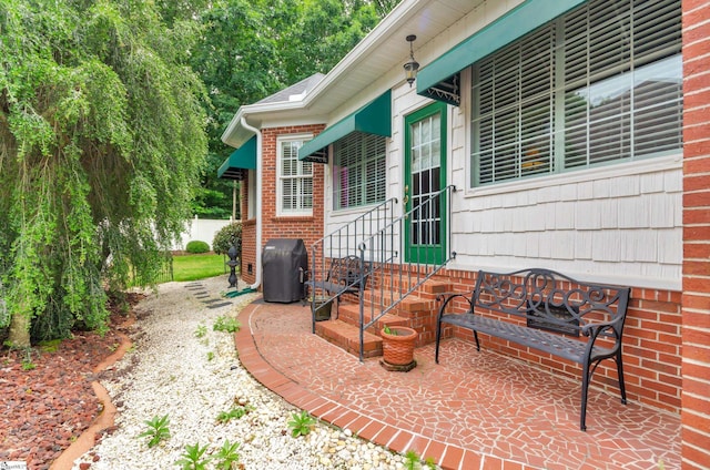128 Banbury Cir, Simpsonville, SC 29650 - view of patio / terrace featuring entry steps and grilling area