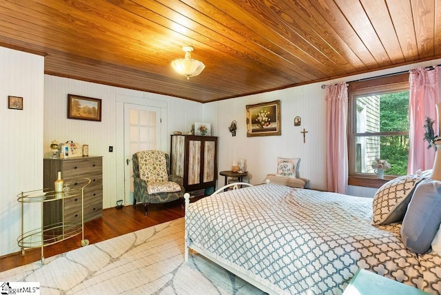 2115 Price House Rd, Woodruff, SC 29388 - bedroom with wooden ceiling, wood finished floors, and ornamental molding