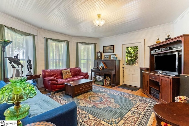 2115 Price House Rd, Woodruff, SC 29388 - living room with ornamental molding and light wood finished floors