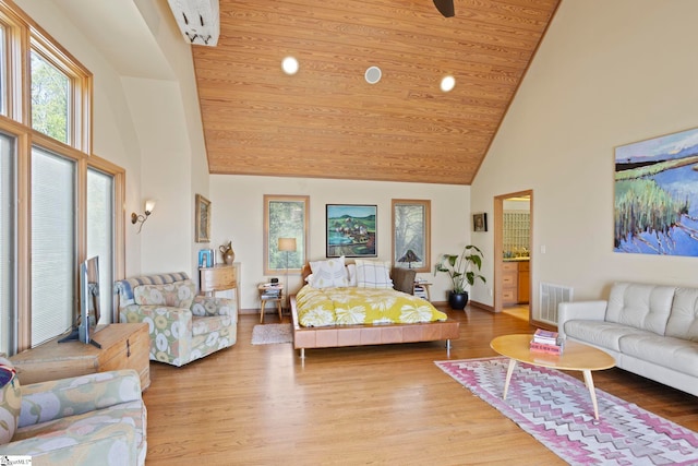 902 Altamont Rd, Greenville, SC 29609 - living area with high vaulted ceiling, wood ceiling, light wood finished floors, and recessed lighting