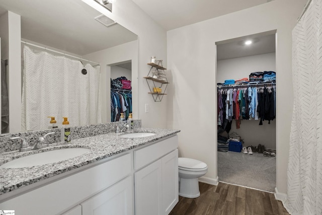 314 Long Grove Ln, Greer, SC 29650 - full bathroom featuring double vanity, wood finished floors, and a spacious closet