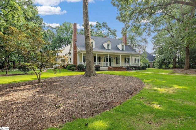 15 Annas Pl, Simpsonville, SC 29681 - new england style home with a porch, a chimney, and a front lawn