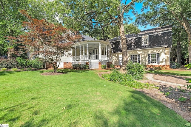 15 Annas Pl, Simpsonville, SC 29681 - rear view of house with a lawn, covered porch, a ceiling fan, and crawl space