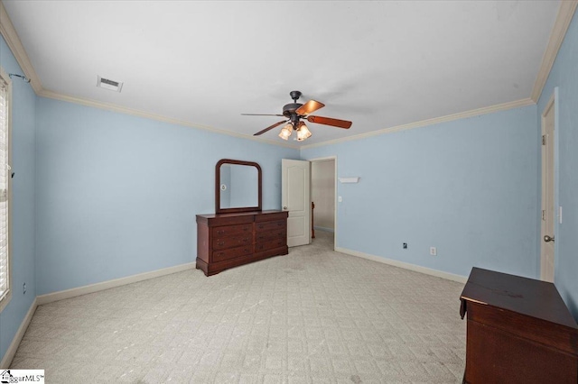 118 Glencreek Dr, Greer, SC 29650 - unfurnished bedroom featuring carpet floors, crown molding, and ceiling fan