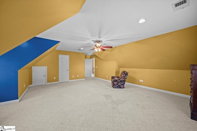 118 Glencreek Dr, Greer, SC 29650 - additional living space with a ceiling fan, carpet floors, vaulted ceiling, and recessed lighting