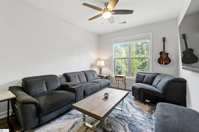 217 Holstein Ct, Fountain Inn, SC 29644 - living room with ceiling fan and wood finished floors