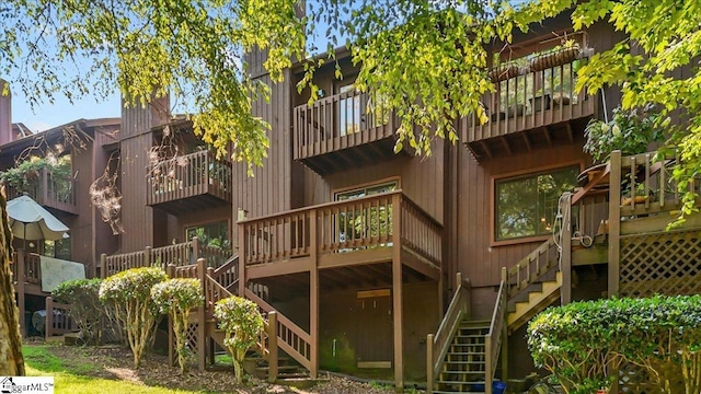 2 Creekside Way, Greenville, SC 29609 - back of house with stairs and a balcony