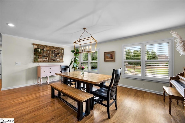 109 W Fieldsparrow Cir, Greenville, SC 29615 - dining area featuring crown molding, wood finished floors, a chandelier, and recessed lighting