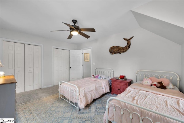 109 W Fieldsparrow Cir, Greenville, SC 29615 - carpeted bedroom featuring two closets and a ceiling fan