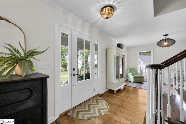109 W Fieldsparrow Cir, Greenville, SC 29615 - entrance foyer featuring wood finished floors, stairway, and crown molding