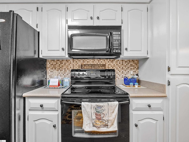 209 Thornhill Dr, Spartanburg, SC 29301 - kitchen featuring black appliances, white cabinetry, and light countertops