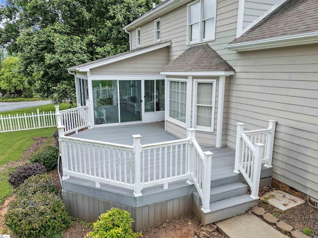 209 Thornhill Dr, Spartanburg, SC 29301 - deck featuring a sunroom