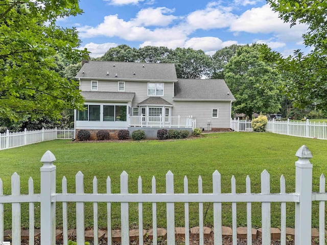 209 Thornhill Dr, Spartanburg, SC 29301 - back of property featuring a sunroom, a fenced front yard, and roof with shingles