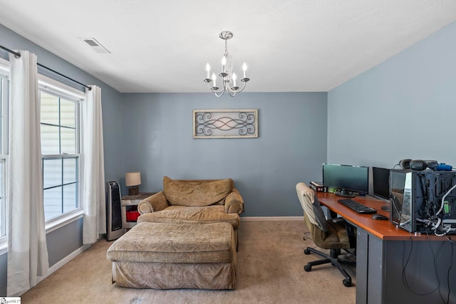 125 Woodgrove Way, Greer, SC 29651 - office with carpet floors and a chandelier