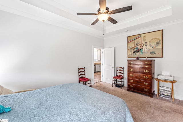 27 Mossycup Rd, Taylors, SC 29687 - bedroom with a tray ceiling, carpet floors, crown molding, and a ceiling fan