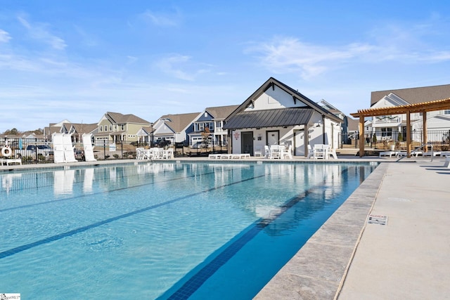 324 Encampment Blvd, Simpsonville, SC 29681 - community pool featuring a pergola, a patio area, and a residential view