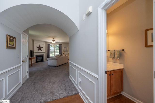 112 Pendock Ln, Piedmont, SC 29673 - hall with arched walkways and wainscoting