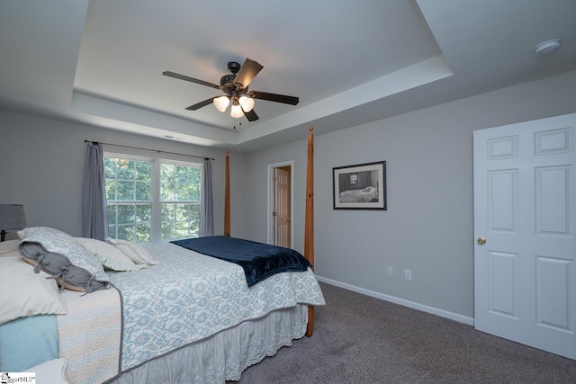 112 Pendock Ln, Piedmont, SC 29673 - carpeted bedroom with a tray ceiling and a ceiling fan