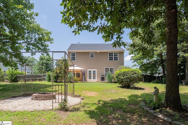 112 Pendock Ln, Piedmont, SC 29673 - rear view of house featuring a fire pit, french doors, and a patio