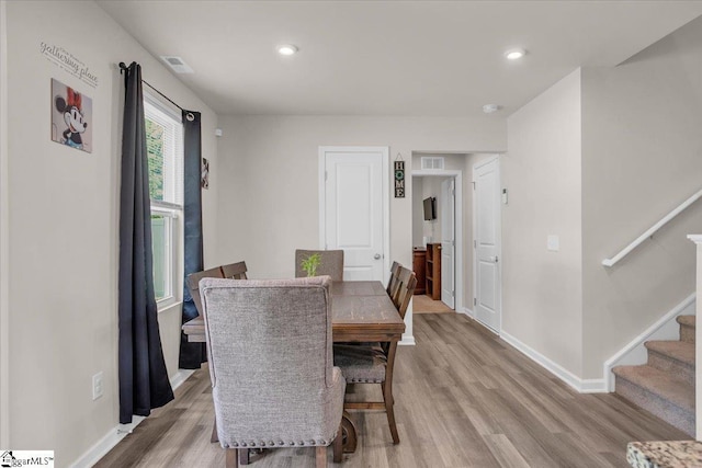 243 Lily Park Way, Easley, SC 29642 - dining space featuring light wood finished floors, stairs, and recessed lighting