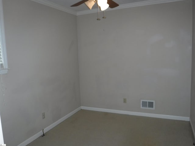 279 Finch Rd, Wellford, SC 29385 - empty room featuring a ceiling fan, crown molding, and light carpet