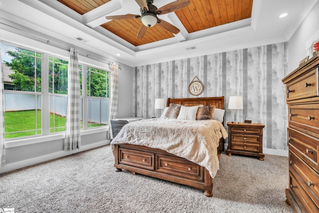 542 Drayton Hall Blvd, Duncan, SC 29334 - carpeted bedroom featuring wooden ceiling, coffered ceiling, ceiling fan, and recessed lighting