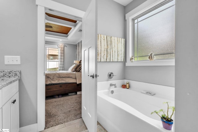 542 Drayton Hall Blvd, Duncan, SC 29334 - bathroom with ensuite bath, a garden tub, vanity, tile patterned flooring, and a raised ceiling
