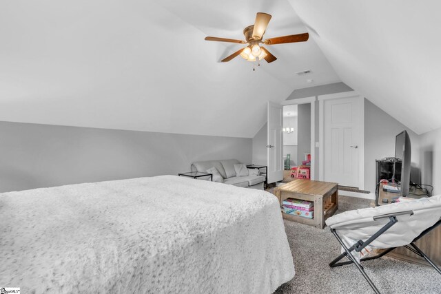 542 Drayton Hall Blvd, Duncan, SC 29334 - carpeted bedroom featuring lofted ceiling and a ceiling fan