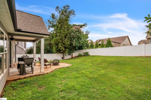 542 Drayton Hall Blvd, Duncan, SC 29334 - fenced backyard with a patio and an outdoor fire pit