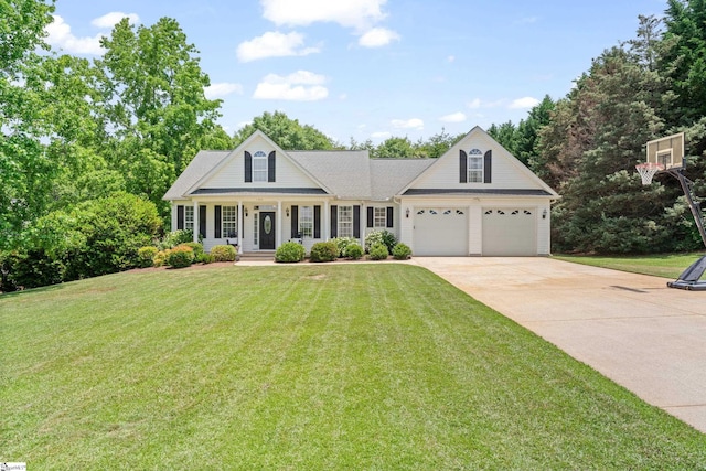 104 Superior Way, Greer, SC 29651 - view of front of home with driveway, a front yard, an attached garage, and a porch