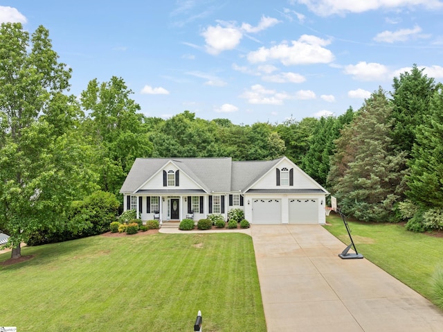 104 Superior Way, Greer, SC 29651 - view of front of house featuring a garage, a porch, concrete driveway, and a front yard