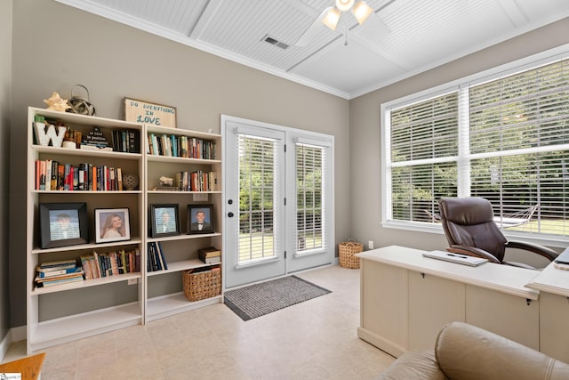 104 Superior Way, Greer, SC 29651 - office featuring ceiling fan and crown molding