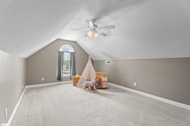104 Superior Way, Greer, SC 29651 - rec room with carpet floors, ceiling fan, and vaulted ceiling