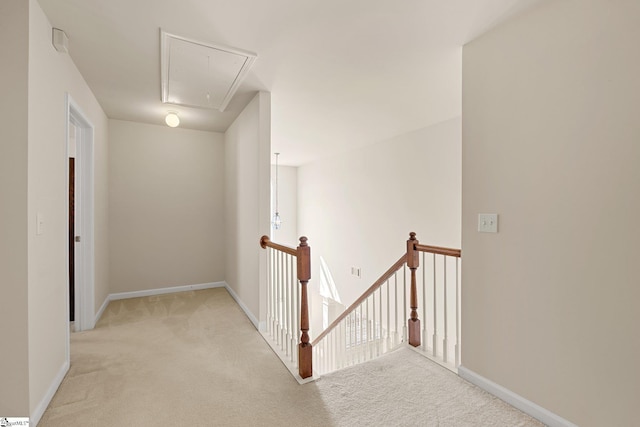 6 Castle Hall Ct, Simpsonville, SC 29681 - corridor featuring attic access, an upstairs landing, and light carpet