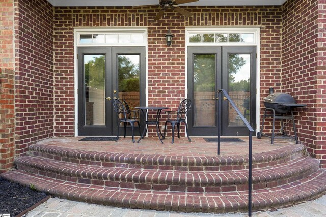 623 N Main St Unit Iii, Unit Iii, Greenville, SC 29601 - entrance to property with french doors, brick siding, and ceiling fan