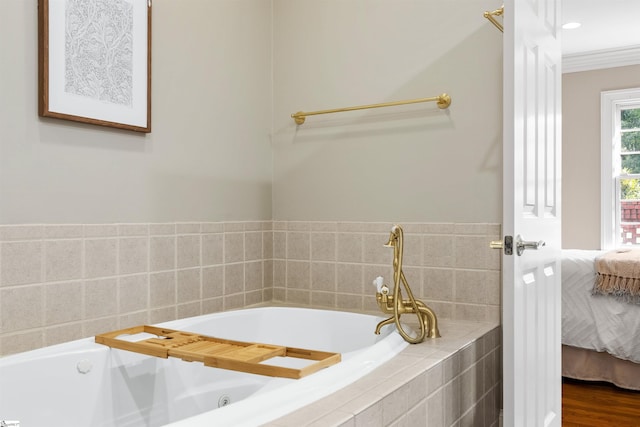 623 N Main St Unit Iii, Unit Iii, Greenville, SC 29601 - ensuite bathroom featuring a whirlpool tub and ornamental molding
