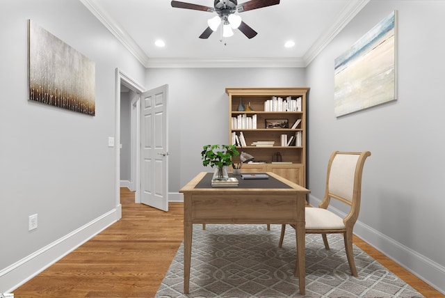 623 N Main St Unit Iii, Unit Iii, Greenville, SC 29601 - office space featuring a ceiling fan, light wood-style floors, crown molding, and recessed lighting