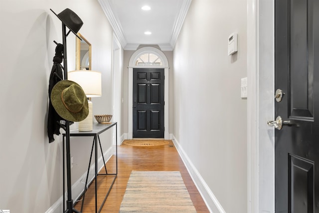 623 N Main St Unit Iii, Unit Iii, Greenville, SC 29601 - entryway with ornamental molding, wood finished floors, and recessed lighting