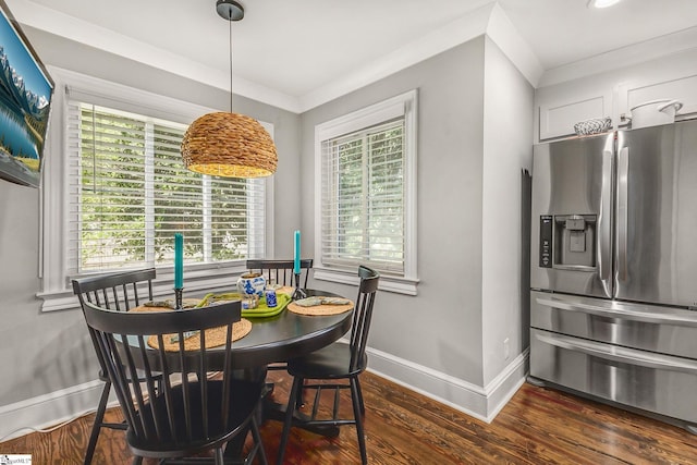 2109 Hudson Rd, Greer, SC 29650 - dining space with dark wood-type flooring and crown molding