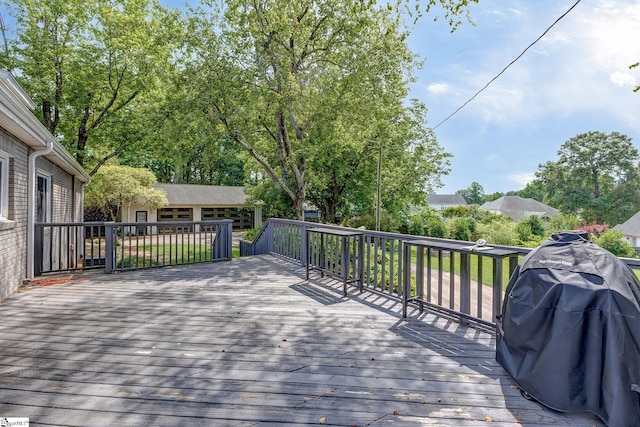 2109 Hudson Rd, Greer, SC 29650 - wooden terrace featuring area for grilling and an outdoor structure