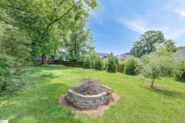2109 Hudson Rd, Greer, SC 29650 - fenced backyard featuring a fire pit
