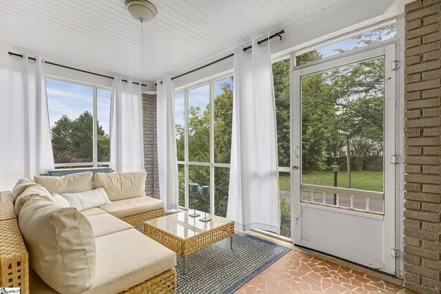 2109 Hudson Rd, Greer, SC 29650 - sunroom featuring plenty of natural light and brick wall